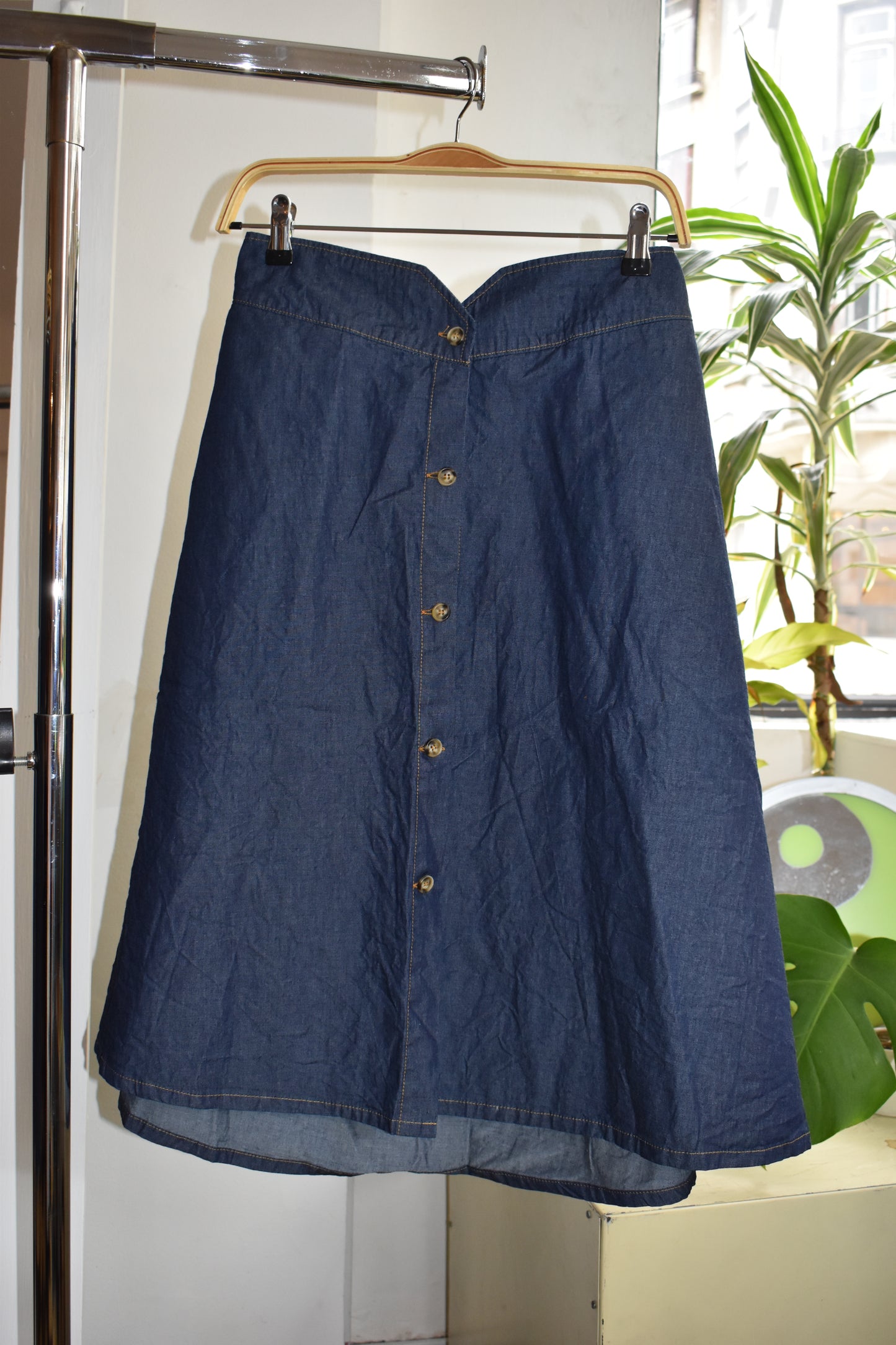 Falda Folk DENIM fino largo midi