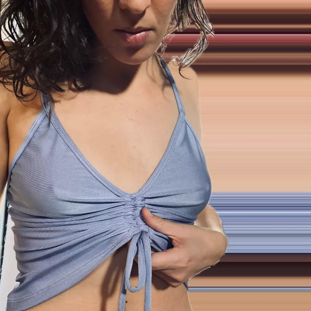 Top Frunce lila claro