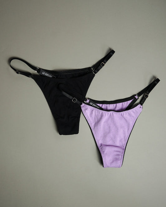 TANGA O VEDEDINA UMA ALGODON/ NEGRO/LILA/BEIGE
