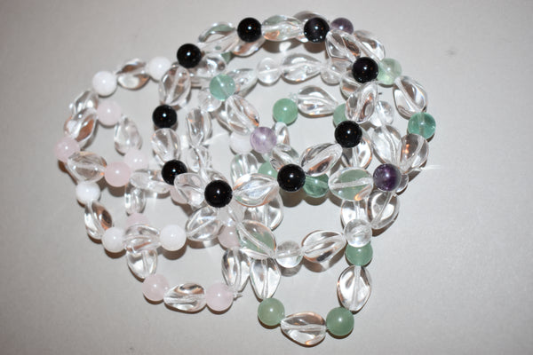 Pulsera malva +piedras naturales