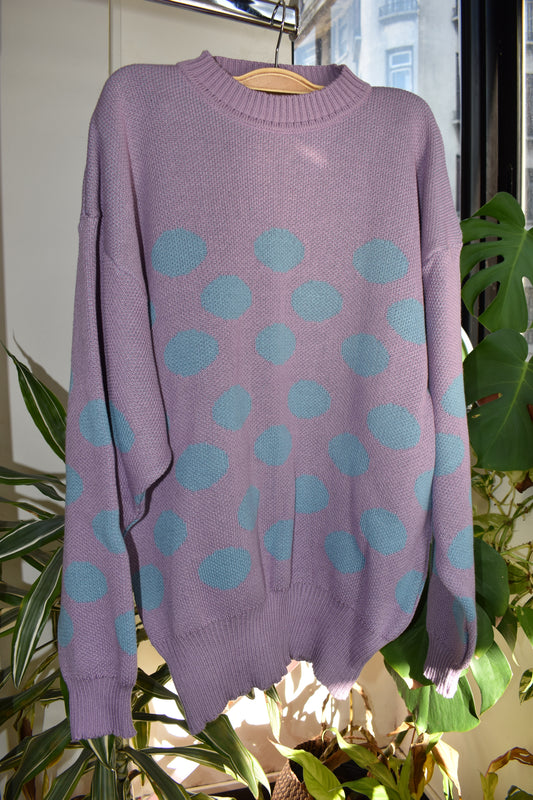 Sweater oversize lunar lila y cian