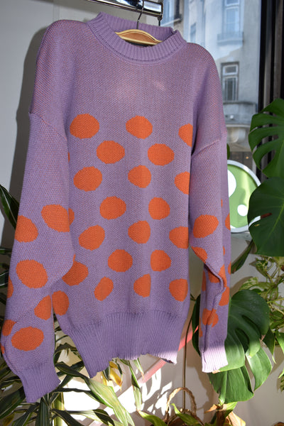 Sweater oversize lunar lila y naranja