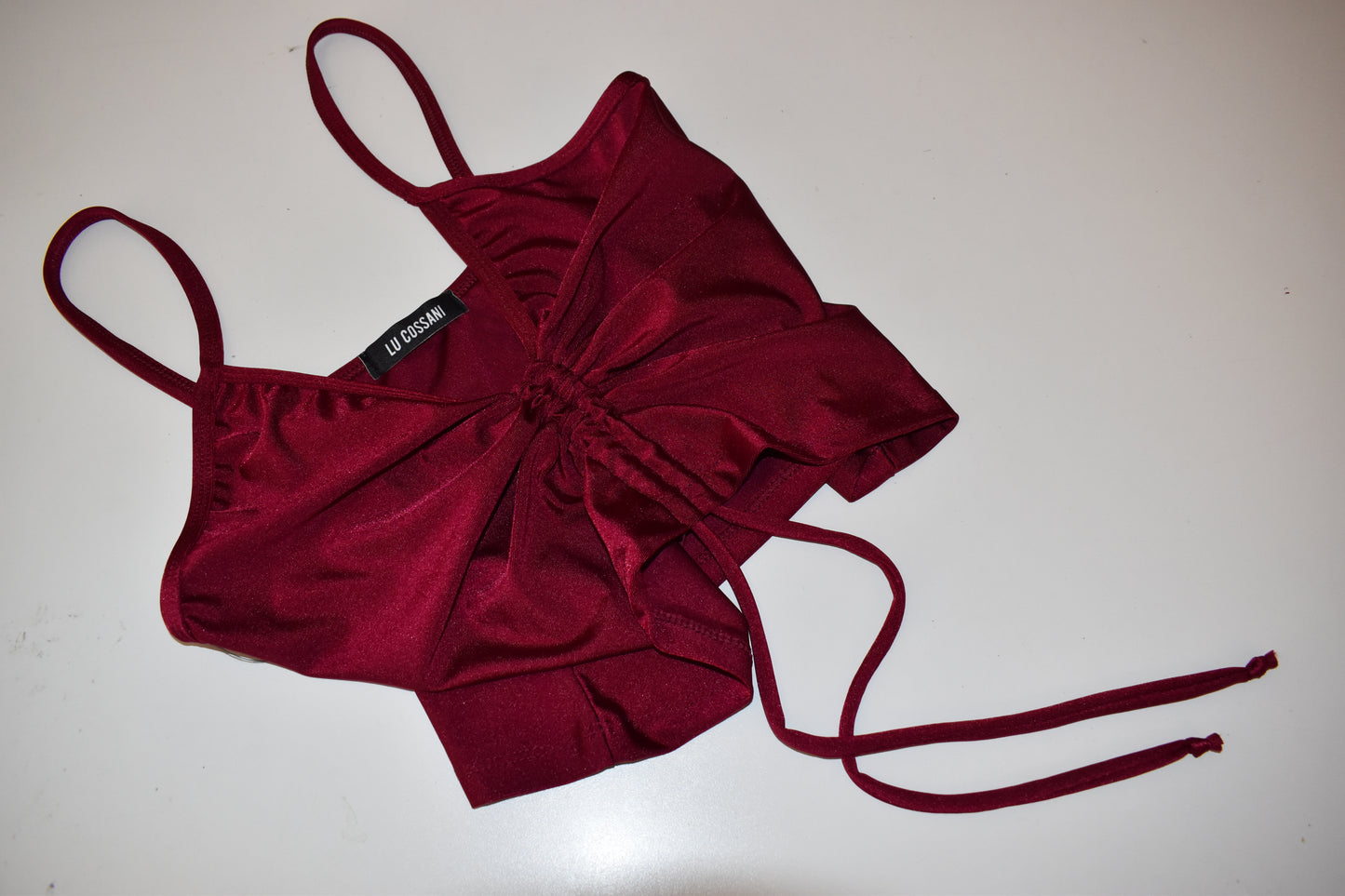 Top Frunce rojo carmín