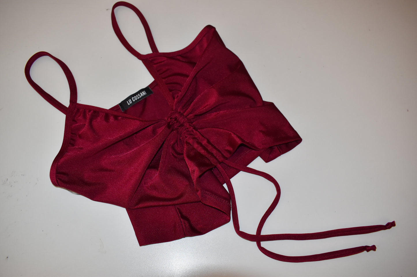 Top Frunce rojo carmín