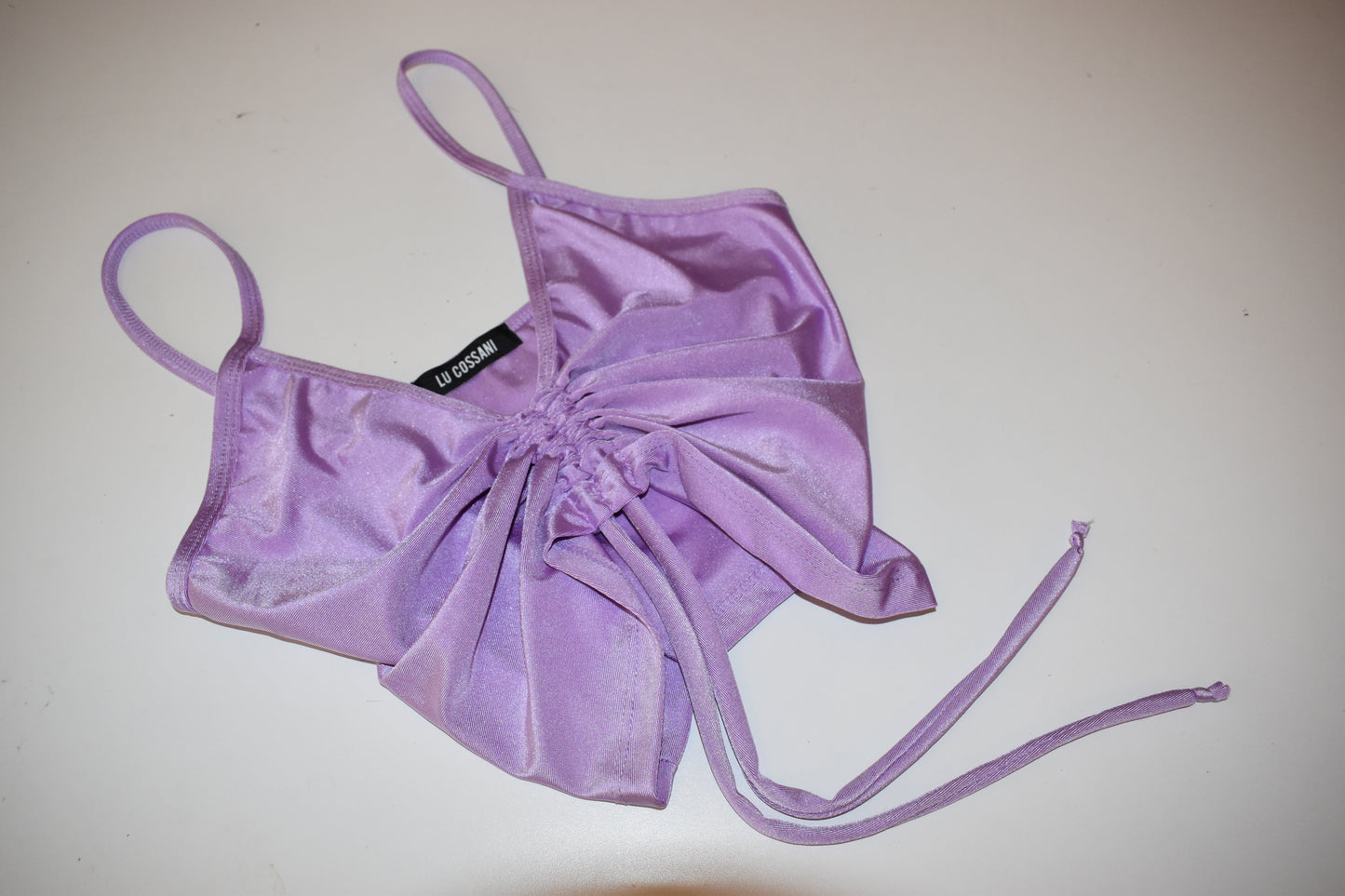 Top Frunce lila claro