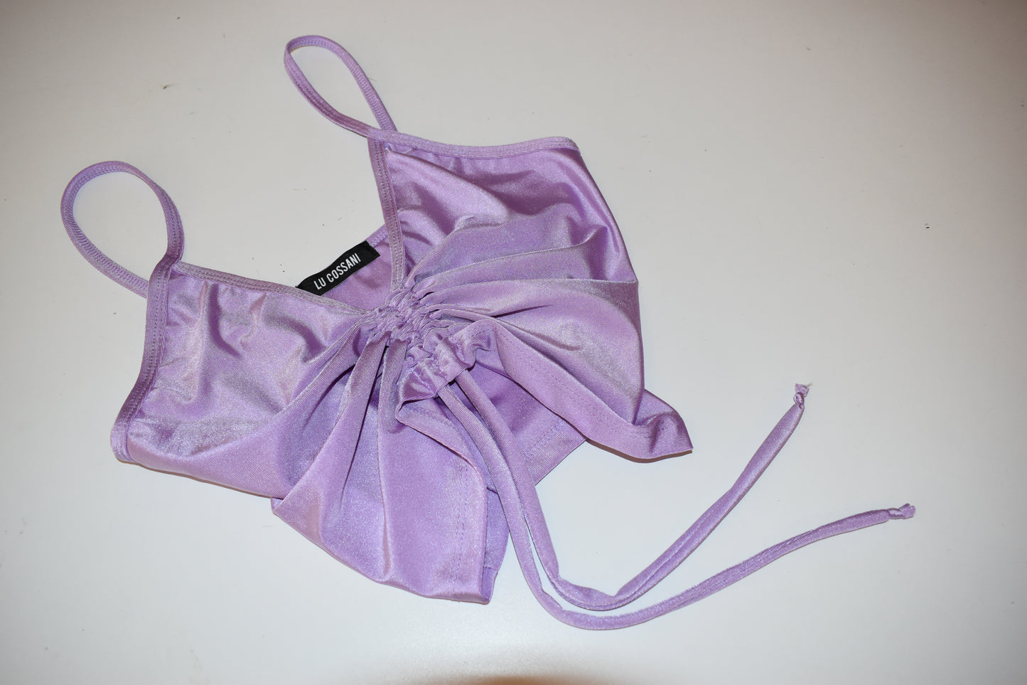 Top Frunce lila claro