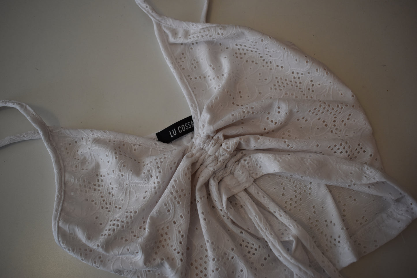 Top Frunce broderie blanco