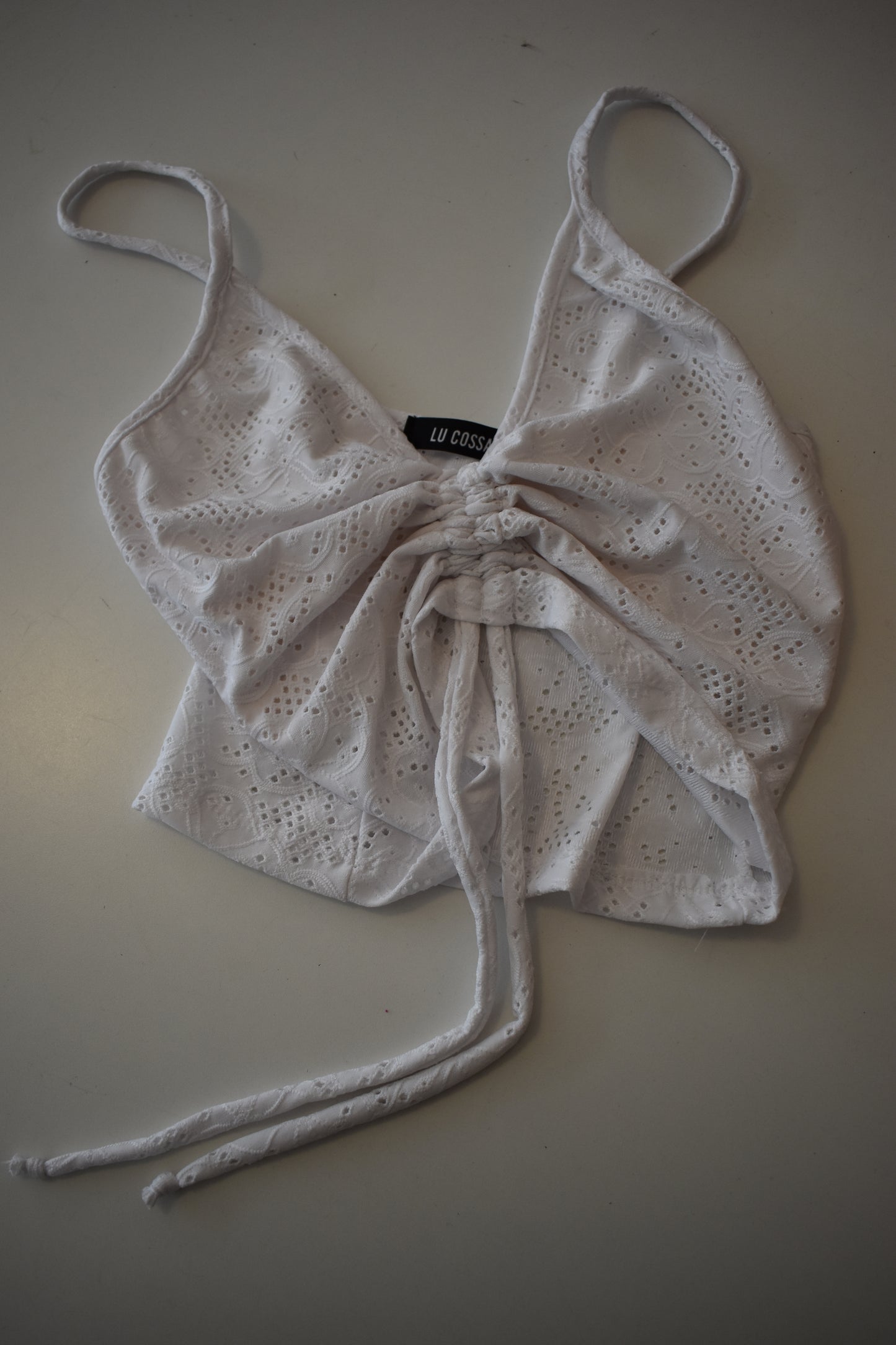 Top Frunce broderie blanco