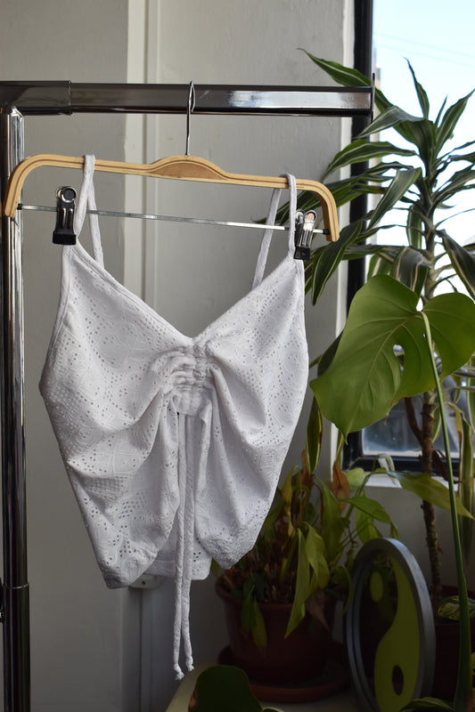 Top Frunce broderie blanco