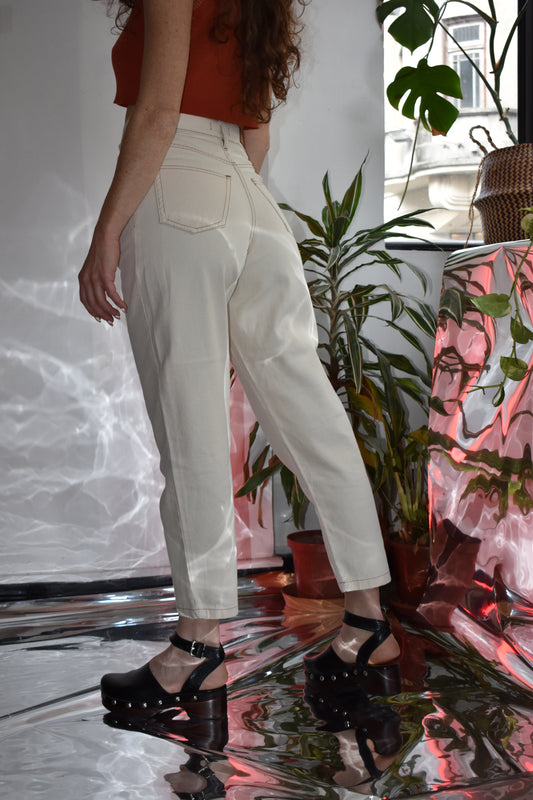 denim mom fit -Reina WHITE