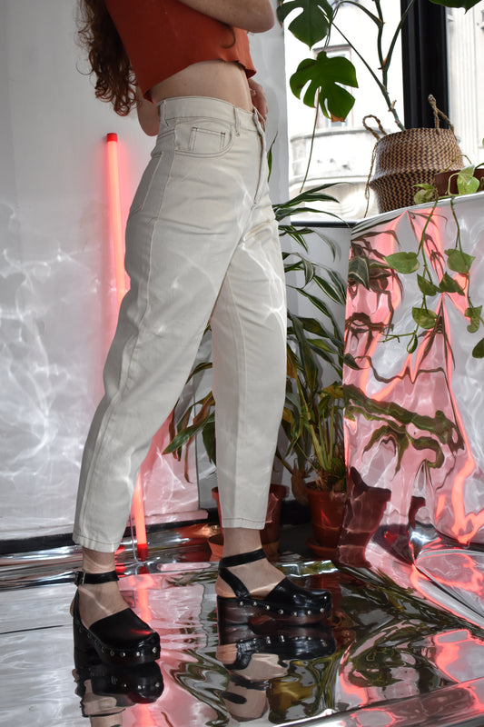 denim mom fit -Reina WHITE