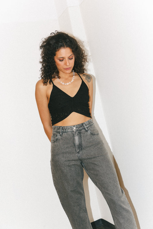 denim mom fit -Reina black